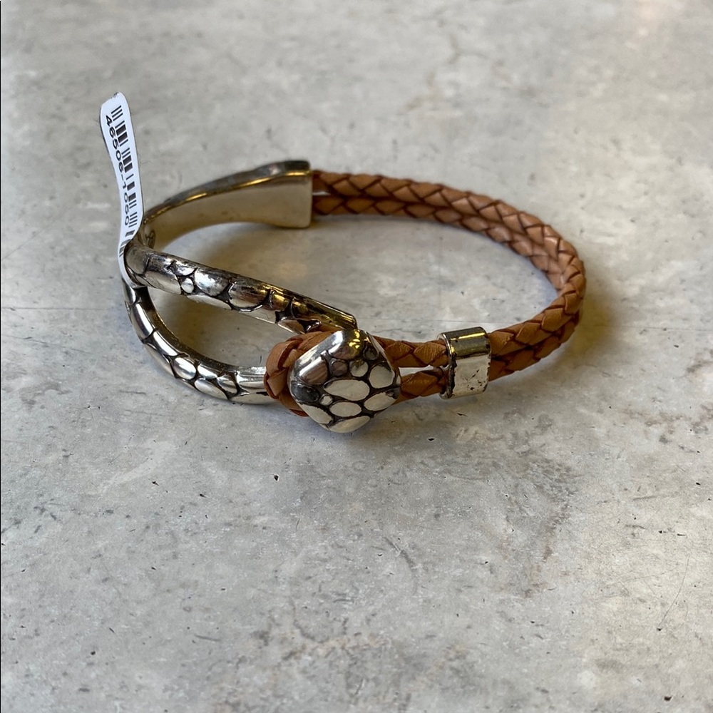 Silver and Brown Snake Design Bracelet